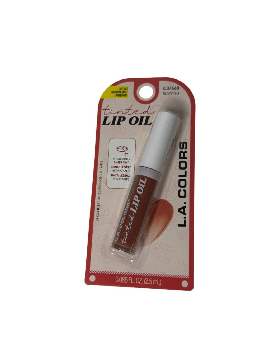 LA Colors Tinted Lip Oil Tiramisu C37668 Hydrating Sheer Tint Sealed